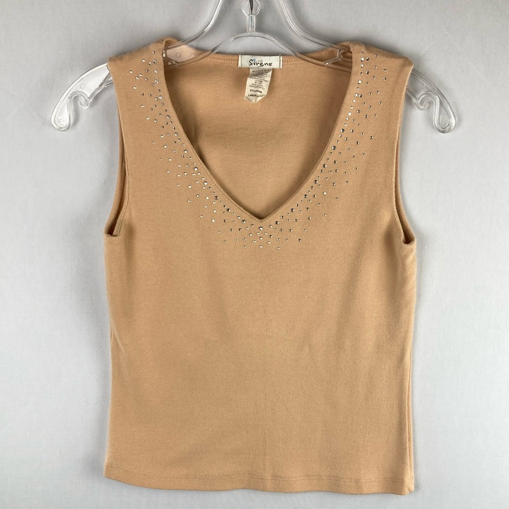 Sirens beige tank shirt size large